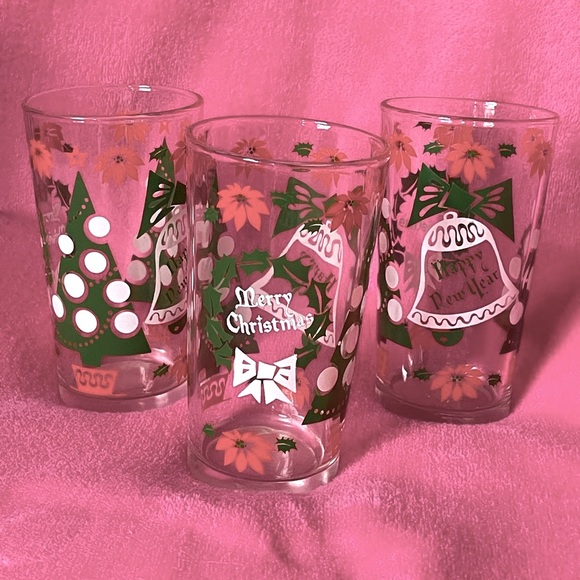 Holiday Glasses (1 Set of 3) Merry Christmas & New Years Tumblers - Picture 1 of 5